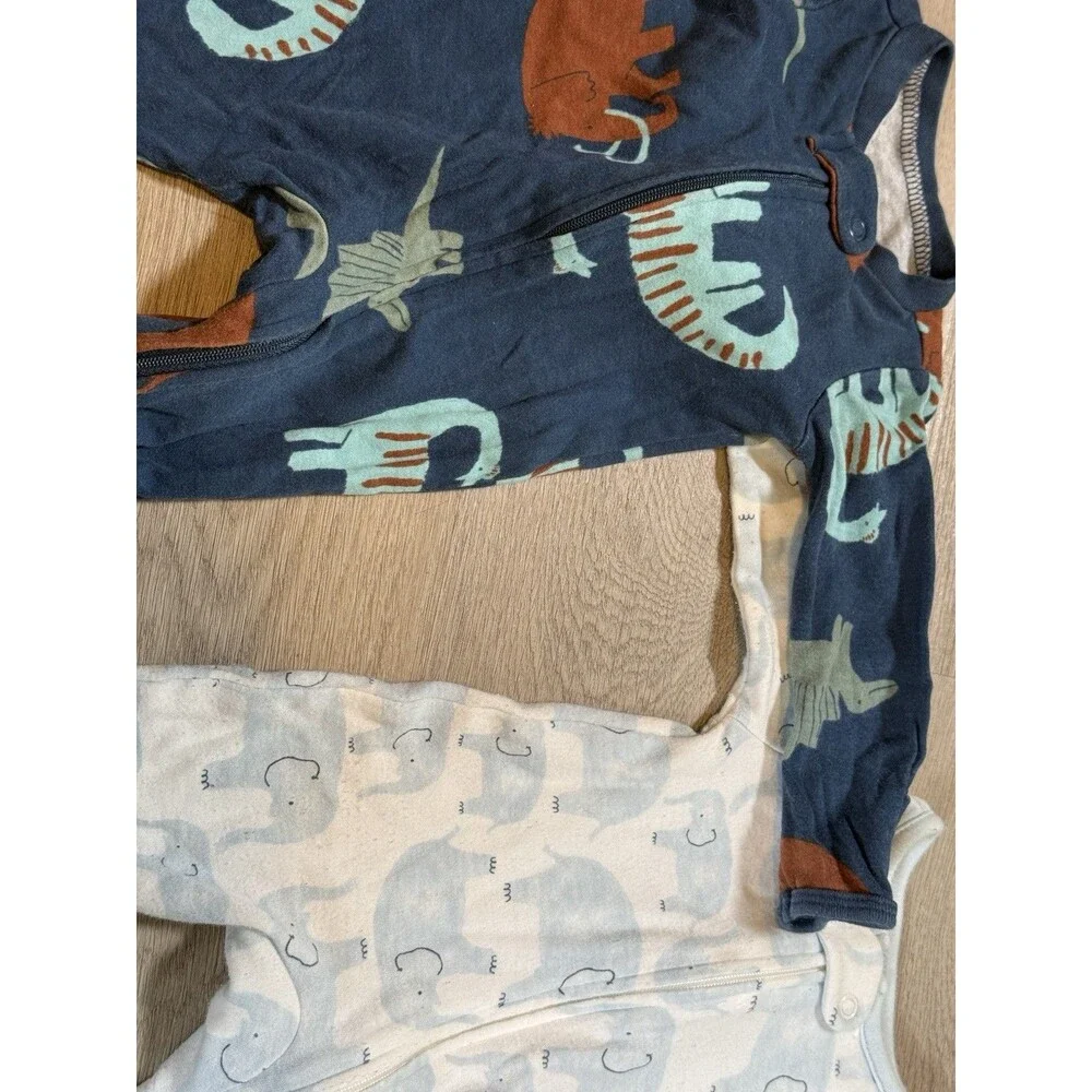 Just One You Carter's Footed Pajamas NB Newborn Lot 2 Sleep Play Elephant Dino